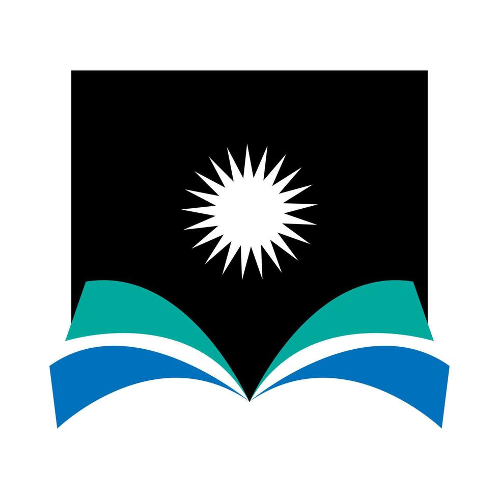 offenes Buch mit Sonnensymbol-Logo vektor