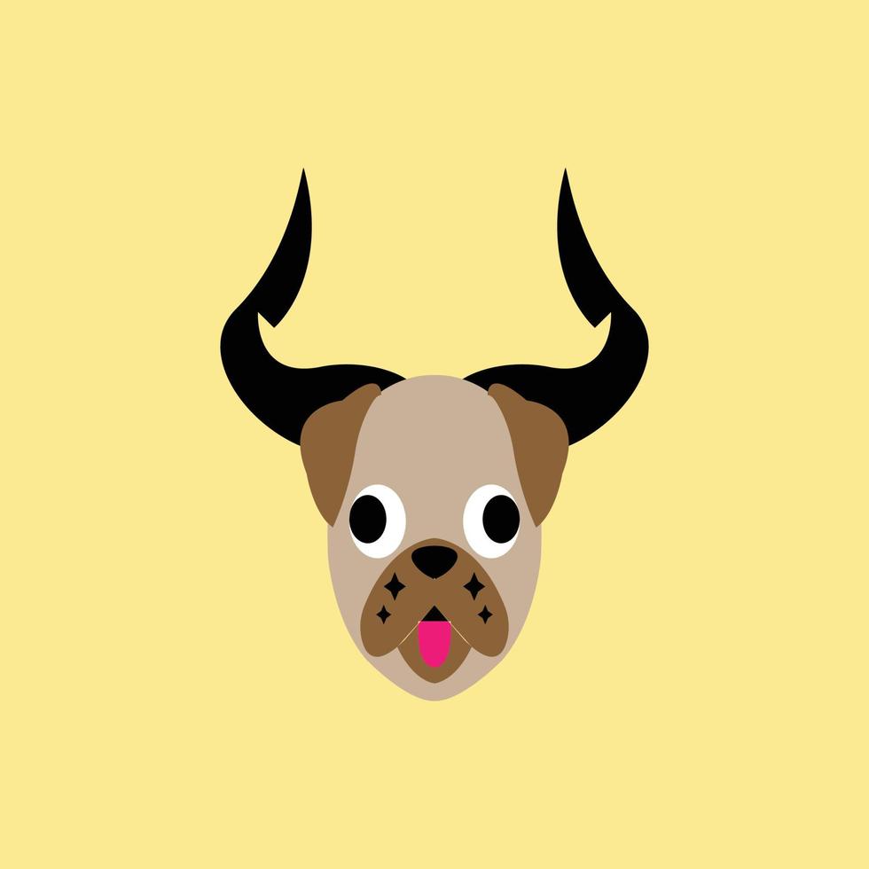 Bulldoggenvektorillustration mit Hörnern vektor