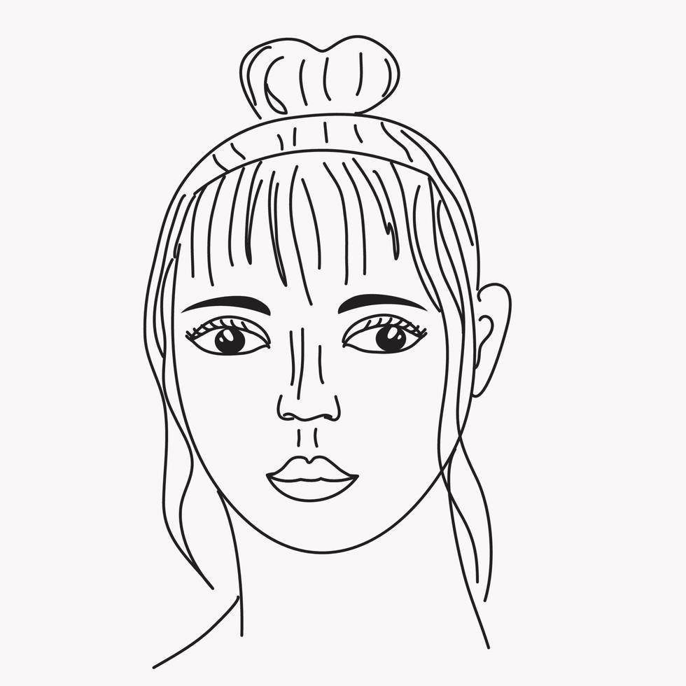 kvinna ansikte kontinuerlig linje teckning. abstrakt minimal kvinna porträtt. logotyp, ikon, märka vektor