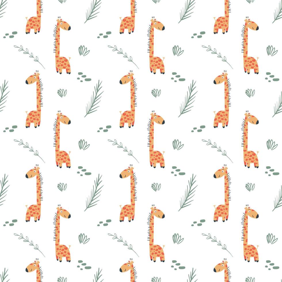 afrikansk giraff sömlös mönster för barn vektor
