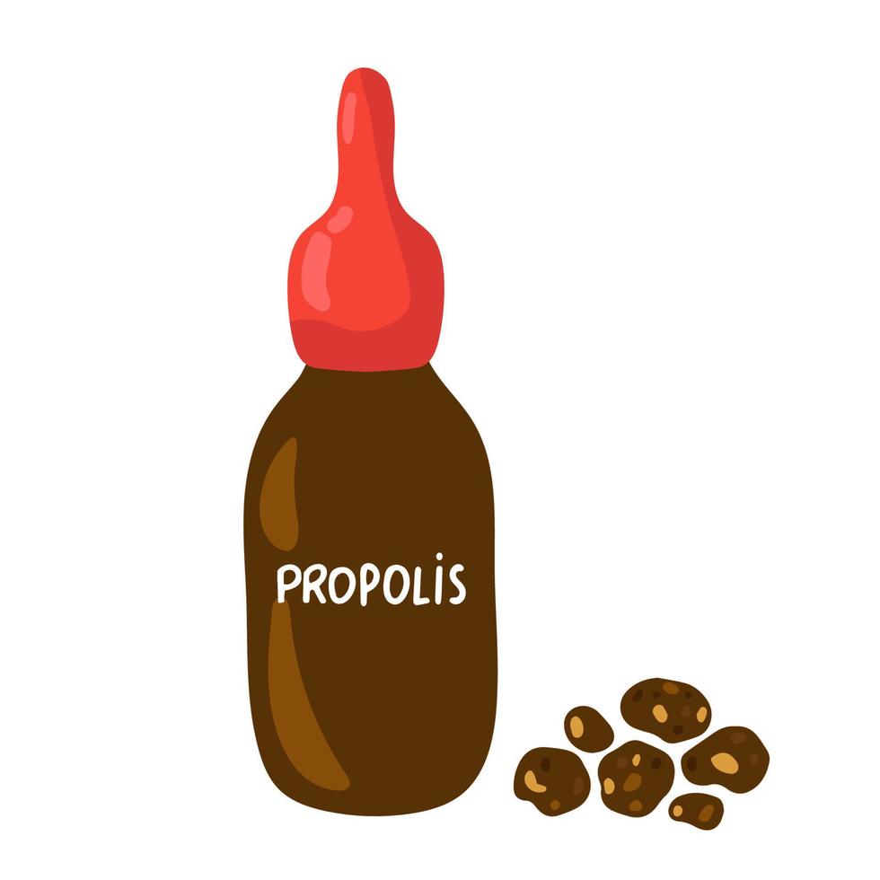 Propolis-Flaschentropfer. flache Abbildung. isoliert auf weiß vektor