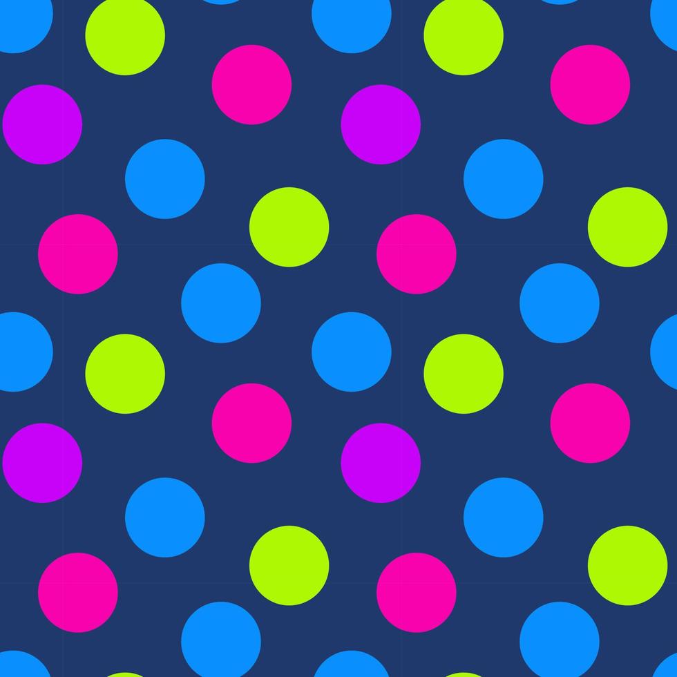 Nahtloses Muster mit hellen bunten Kreisen auf dunkelblauem Hintergrund. vektor