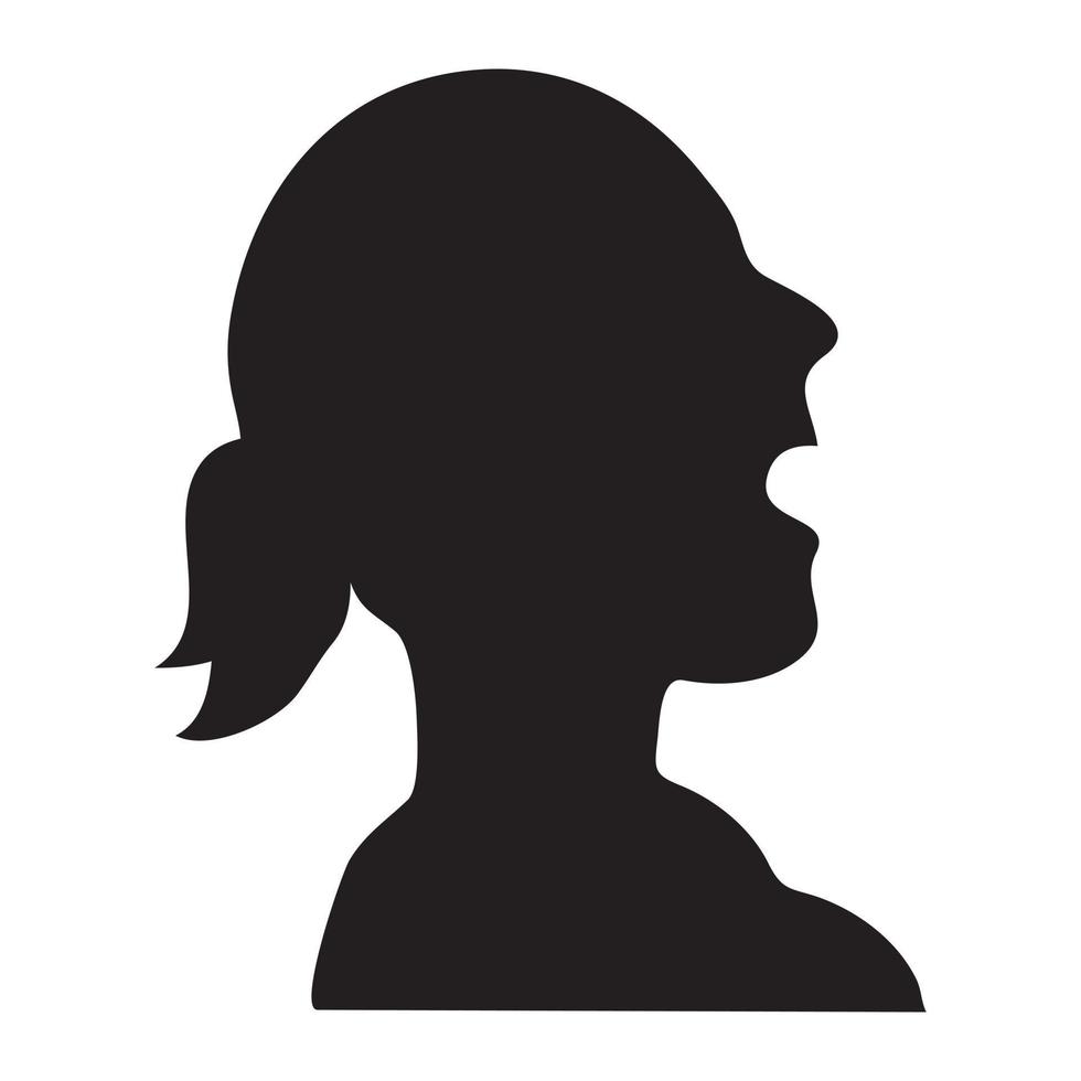 skrikande kvinnas ansikte i profil. huvud av en kvinna i påfrestning på de sida. vektor illustration.