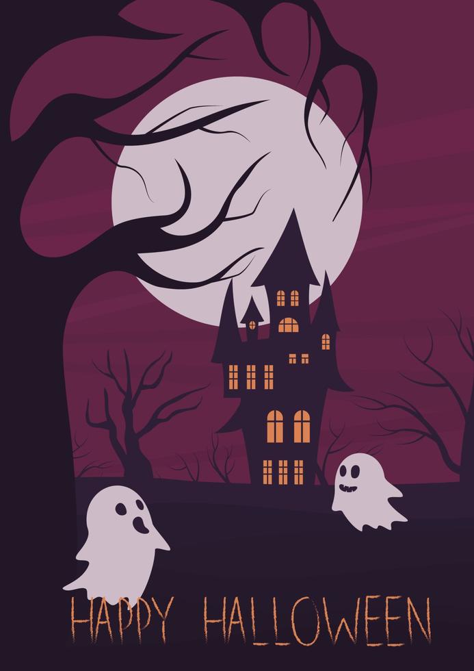 skrämmande halloween vykort vektor