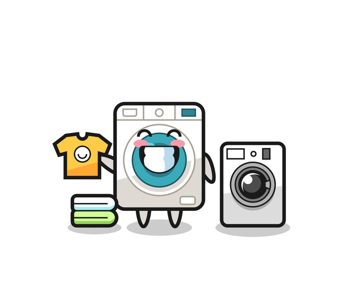 Maskottchen Cartoon der Waschmaschine mit Waschmaschine vektor