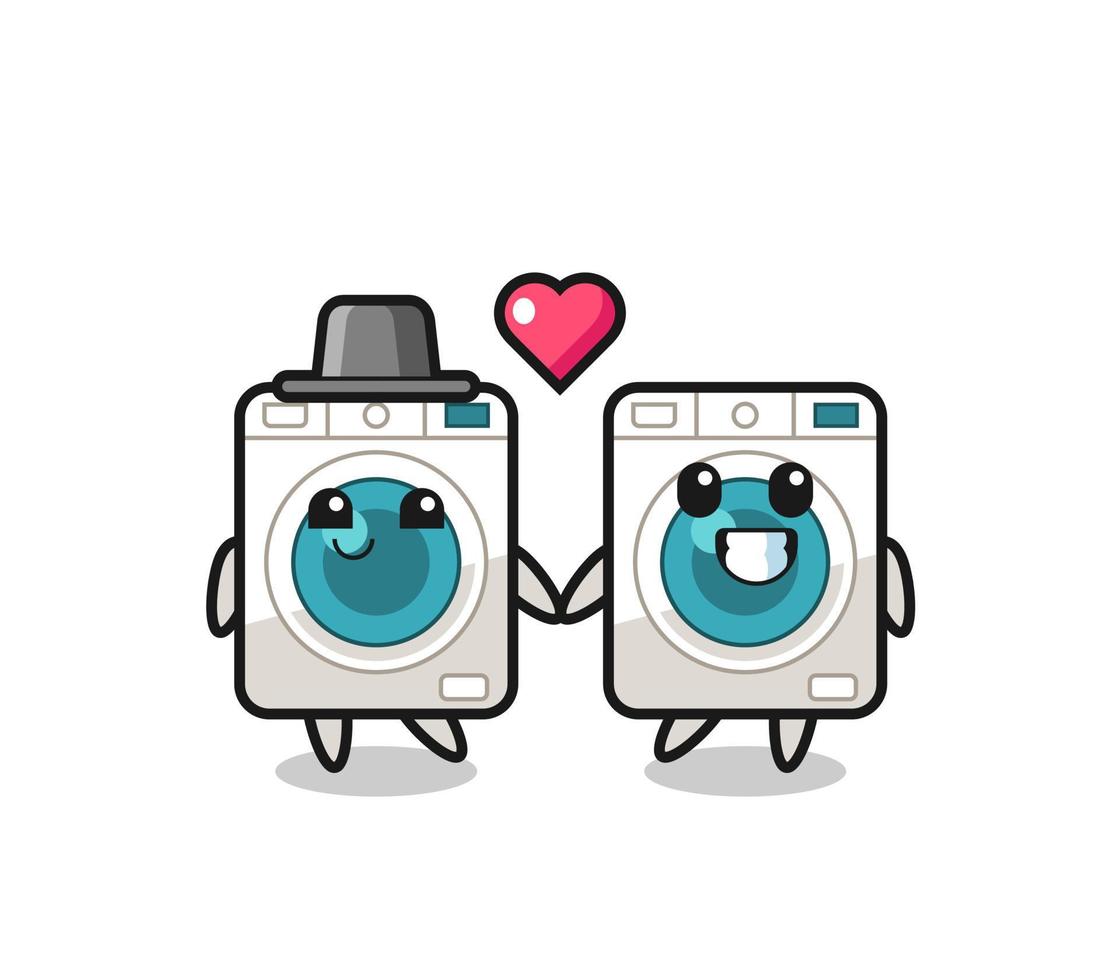 Waschmaschine Zeichentrickfigur Paar mit Geste zum Verlieben vektor