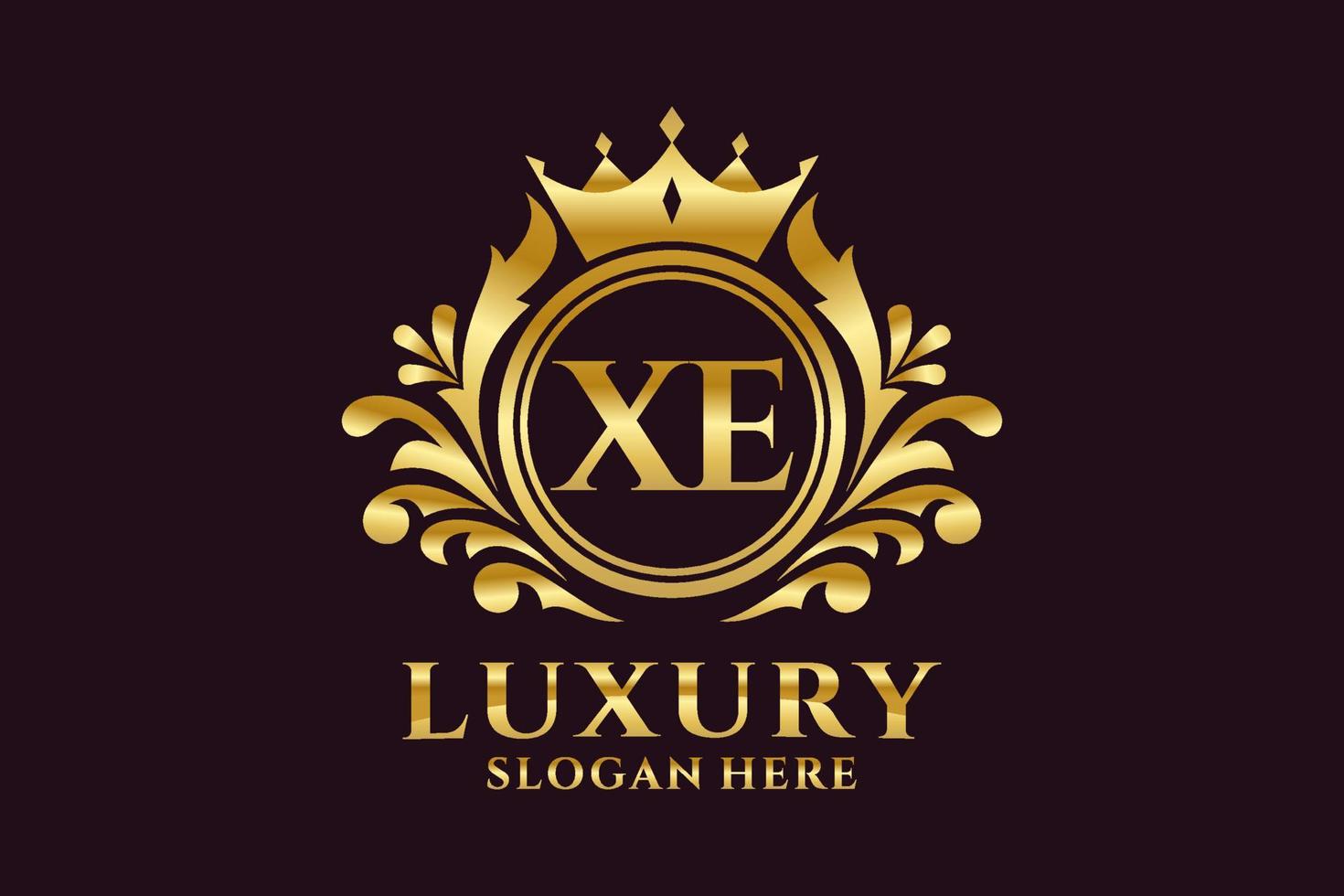 Royal Luxury Logo-Vorlage mit anfänglichem xe-Buchstaben in Vektorgrafiken für luxuriöse Branding-Projekte und andere Vektorillustrationen. vektor