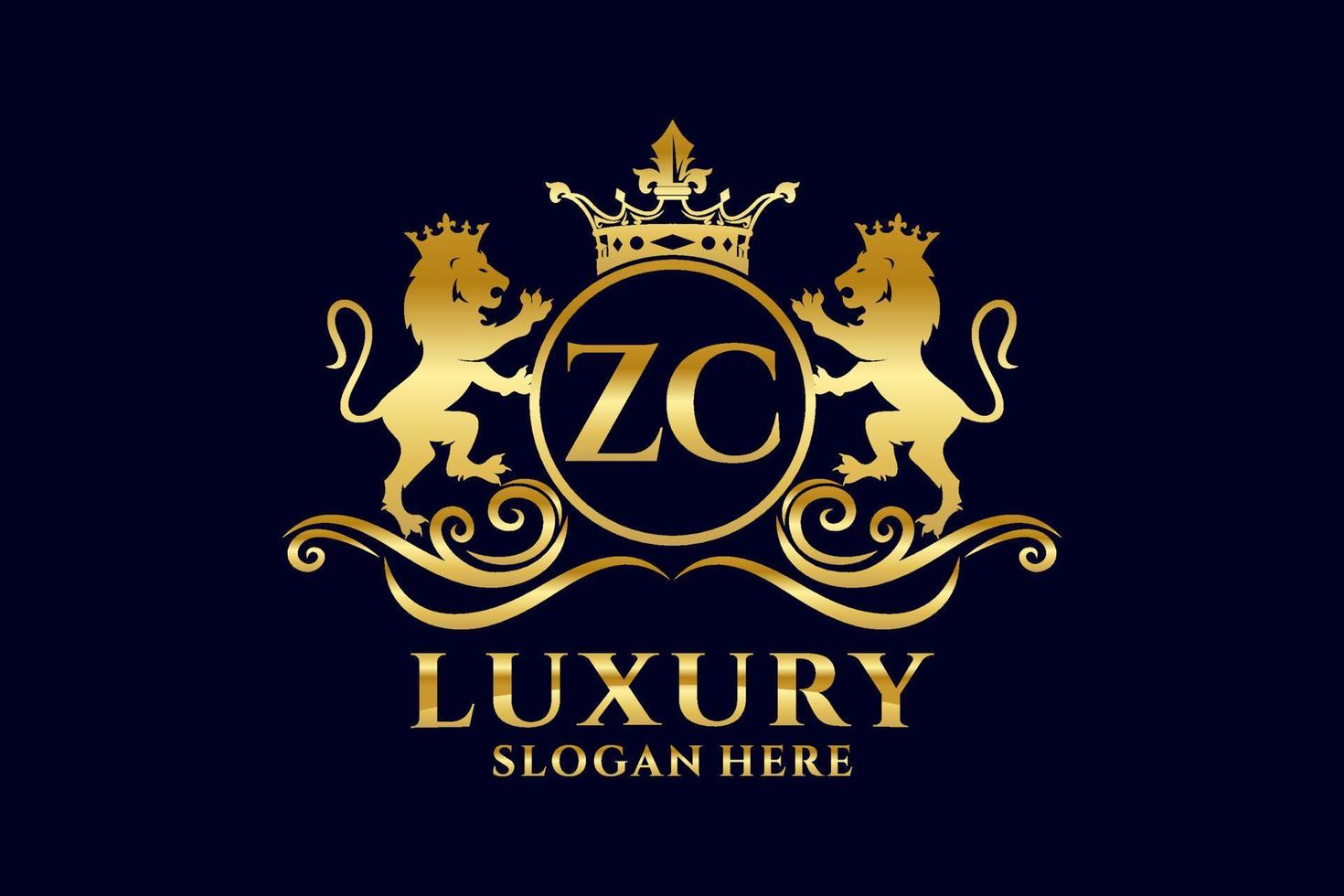 anfängliche zc-Buchstabe Lion Royal Luxury Logo-Vorlage in Vektorgrafiken für luxuriöse Branding-Projekte und andere Vektorillustrationen. vektor