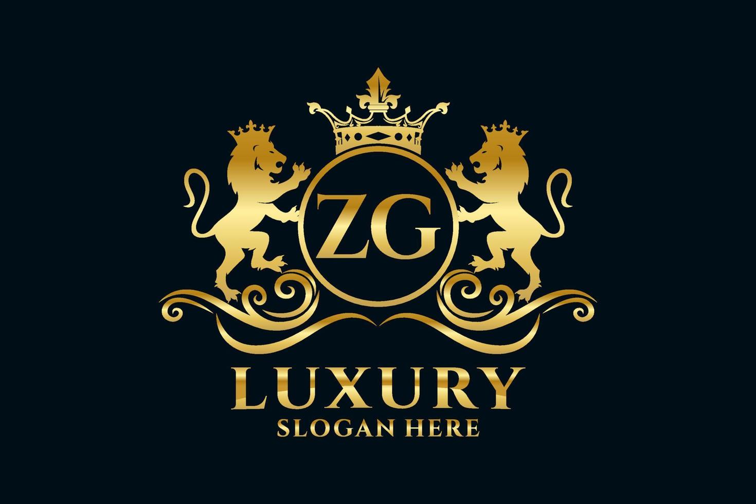 Initial zg Letter Lion Royal Luxury Logo Vorlage in Vektorgrafiken für luxuriöse Branding-Projekte und andere Vektorillustrationen. vektor