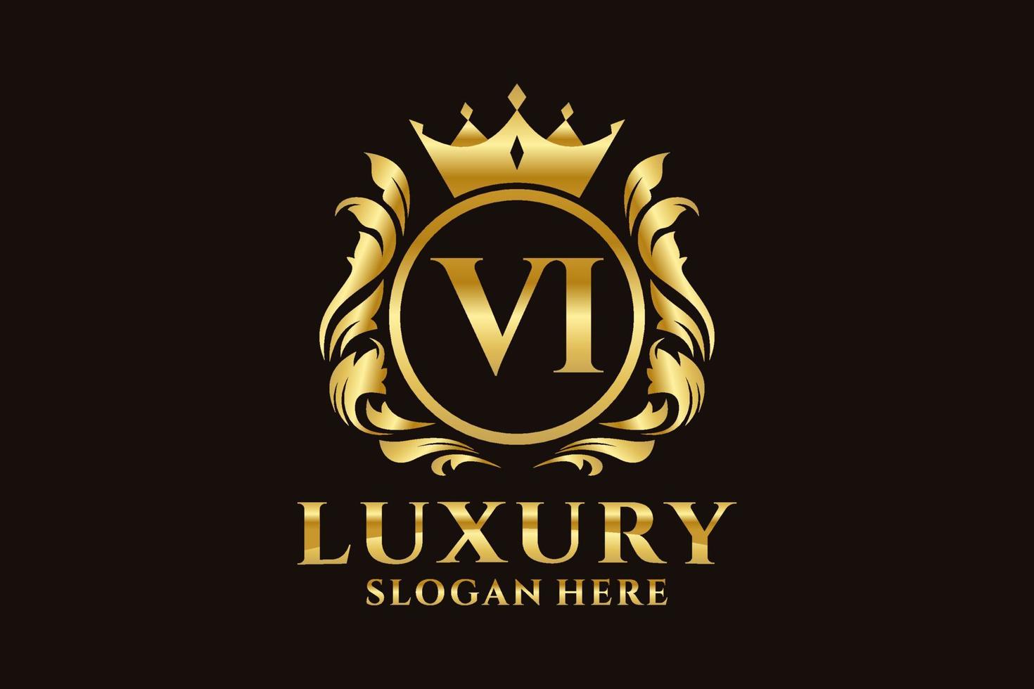 Royal Luxury Logo-Vorlage mit anfänglichem VI-Buchstaben in Vektorgrafiken für luxuriöse Branding-Projekte und andere Vektorillustrationen. vektor