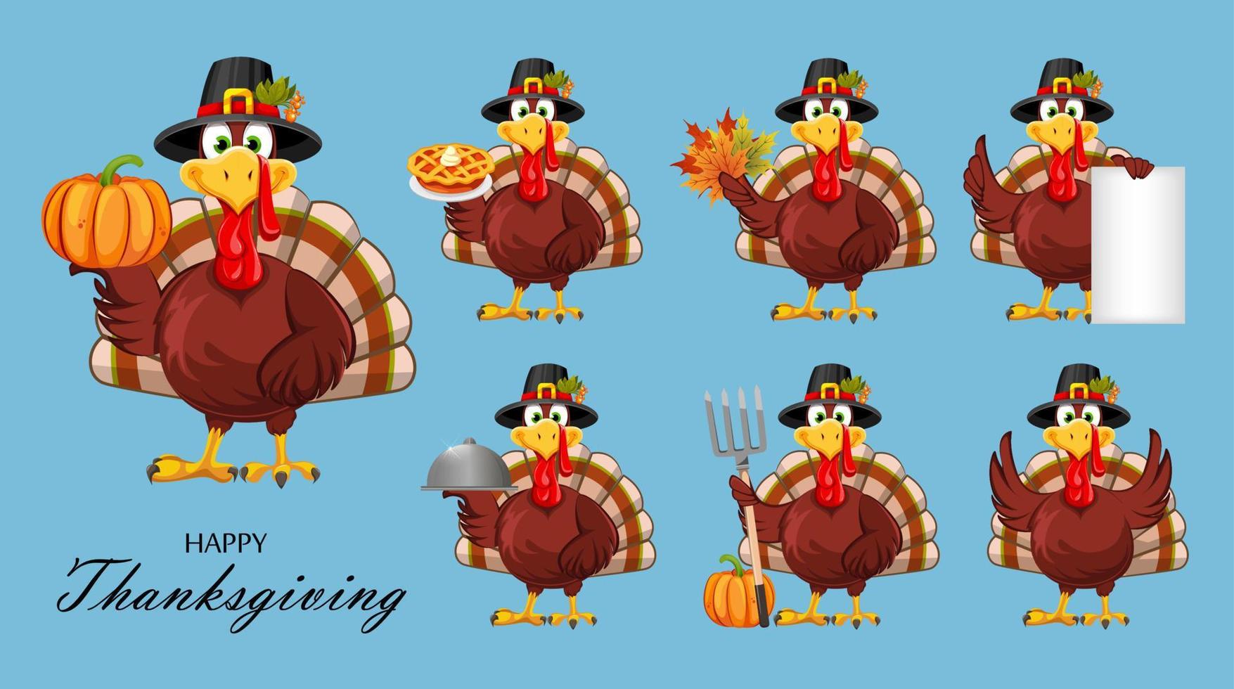 Frohes Thanksgiving. lustiger Thanksgiving-Truthahnvogel vektor