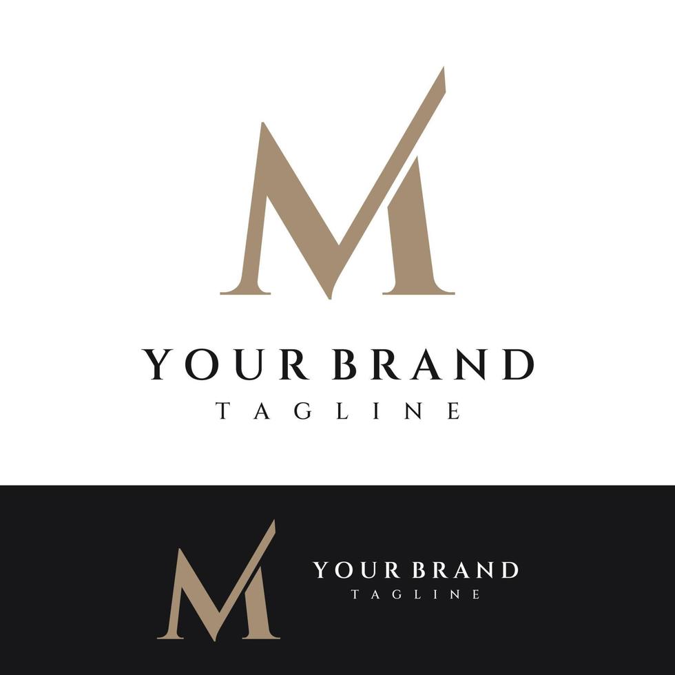 abstrakt första mall logotyp minimalistisk brev m element.symbol av modern, elegant, unik och lyxig geometri.design för identitet.varumärke. företag företag. vektor