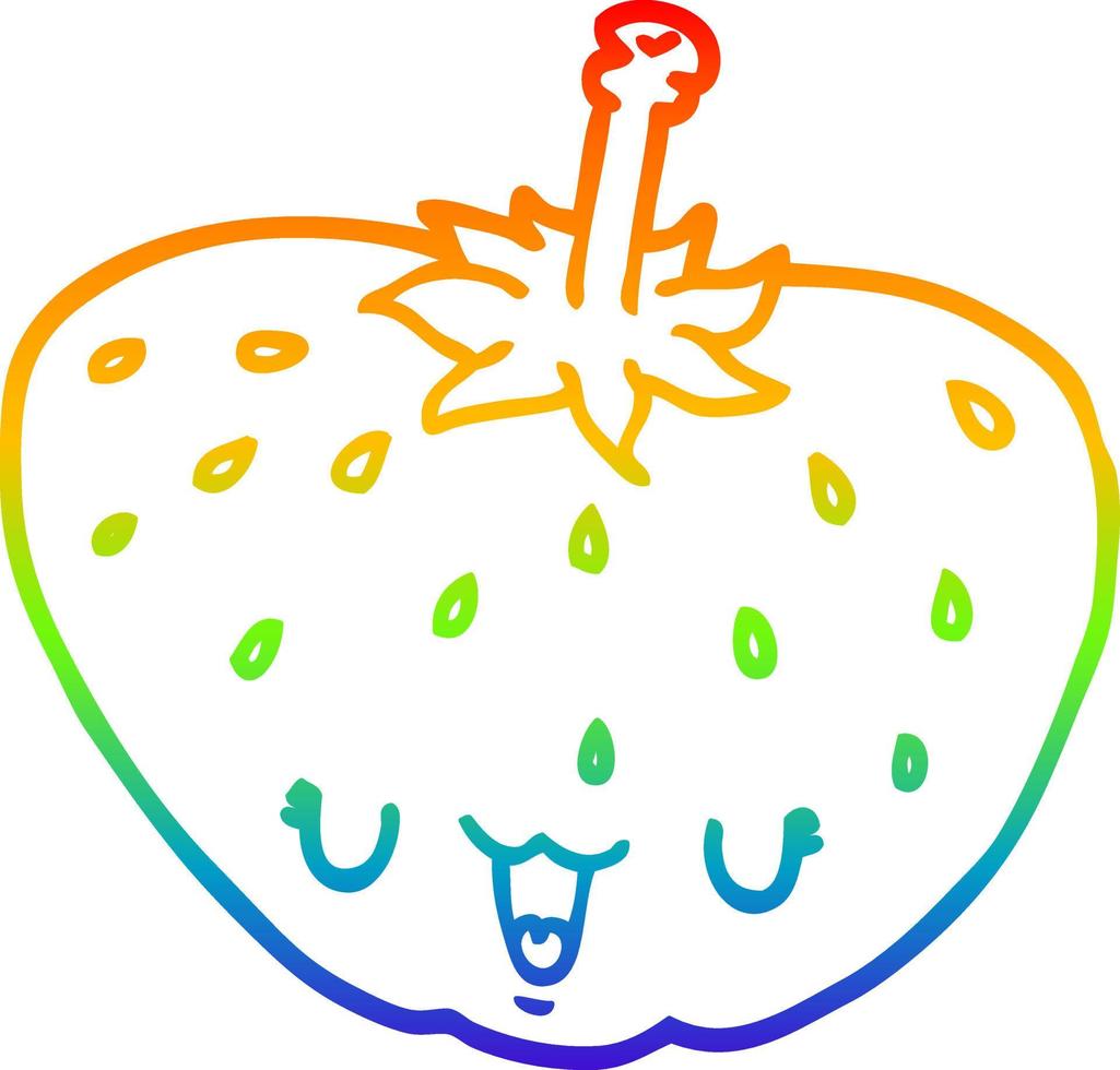 regnbågsgradient linjeteckning tecknad jordgubbe vektor