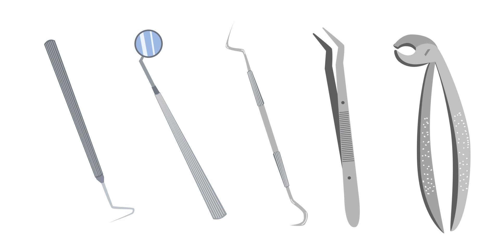 en uppsättning av dental instrument. vektor illustration