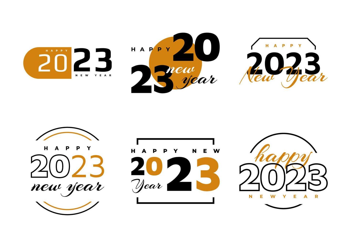 uppsättning av 2023 Lycklig ny år logotyp text design. 2023 Lycklig ny år symbol isolerat på vit bakgrund. användbar för märka, kalender design eller firande kort vektor