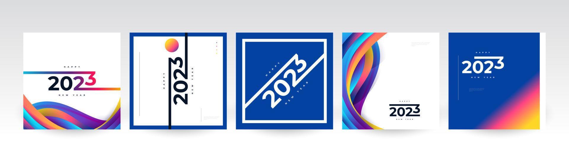 kreatives und farbenfrohes 2023-Frohes-Neujahr-Poster-Set. geeignet für Karten-, Banner-, Poster-, Flyer-, Cover- und Social-Media-Beitragsvorlagen vektor