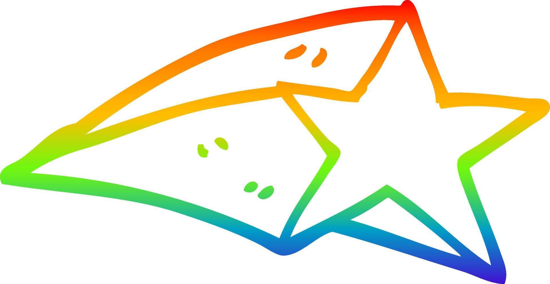 Regenbogen-Gradientenlinie Zeichnung Cartoon Sternschnuppe vektor