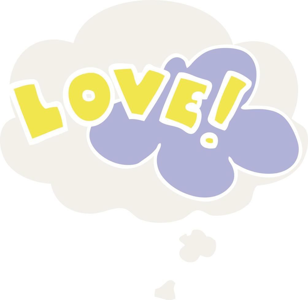 tecknad serie ord kärlek och trodde bubbla i retro stil vektor