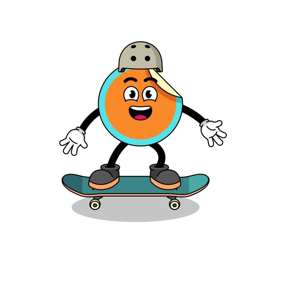 klistermärke maskot spelar en skateboard vektor