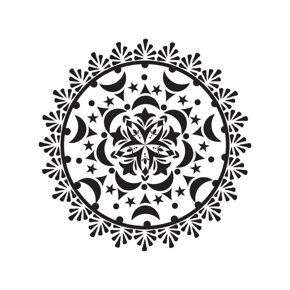 svart och vit mandala vektor isolerat på vit. vektor hand dragen cirkulär dekorativ element.mandala mönster svart och vit Bra humör