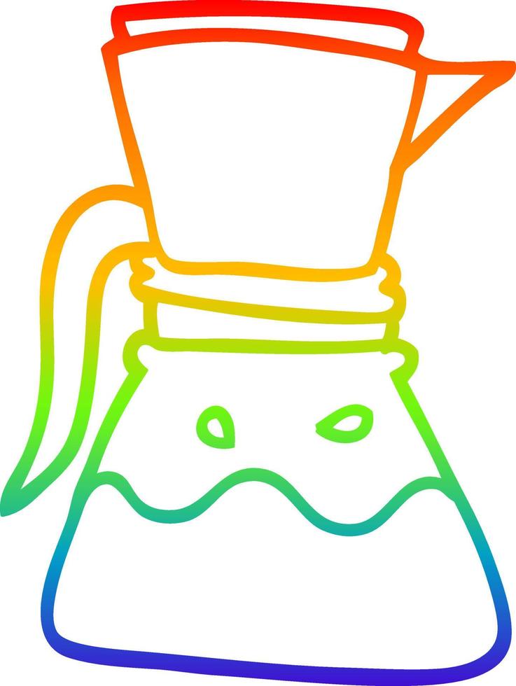 Regenbogengradientenlinie Zeichnung Cartoon Filterkaffee vektor