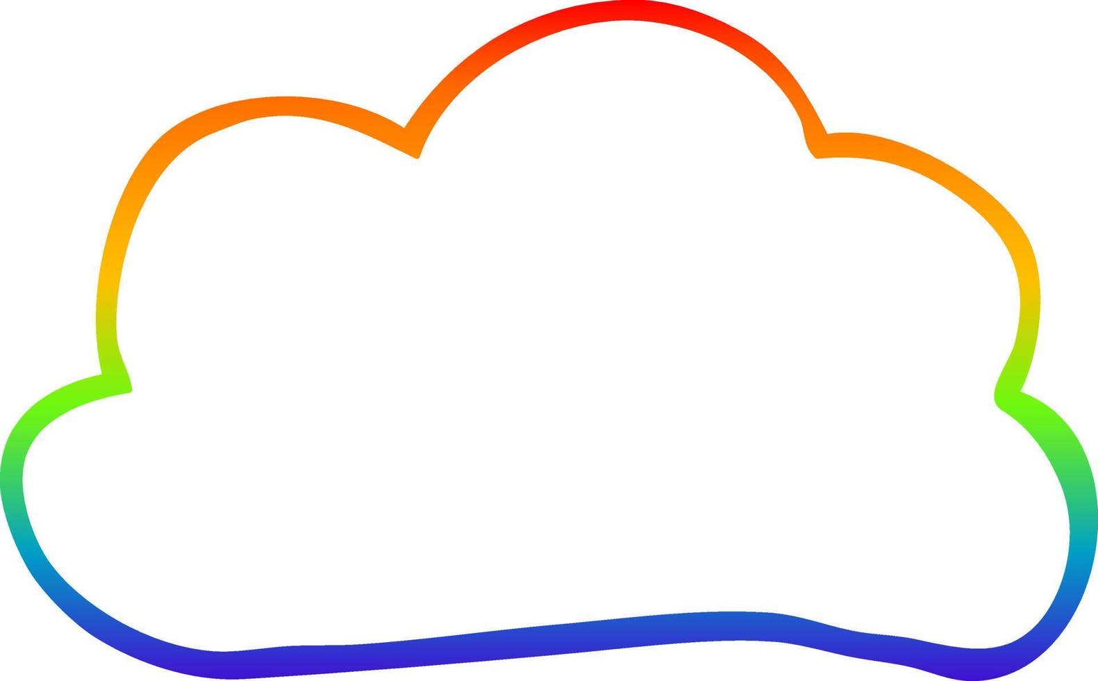 Regenbogen-Gradientenlinie Zeichnung Cartoon-Wetterwolke vektor