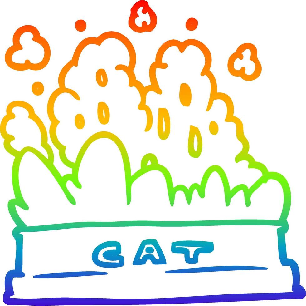 Regenbogen-Gradientenlinie Zeichnung Schale mit Katzenfutter vektor