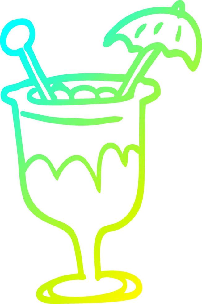 kalte Gradientenlinie Zeichnung Cartoon-Cocktail vektor
