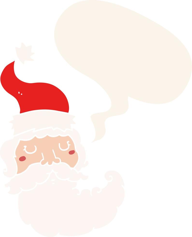 Cartoon Santa Gesicht und Sprechblase im Retro-Stil vektor