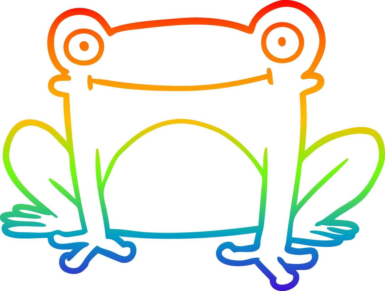 Regenbogen-Gradientenlinie Zeichnung Cartoon-Frosch vektor