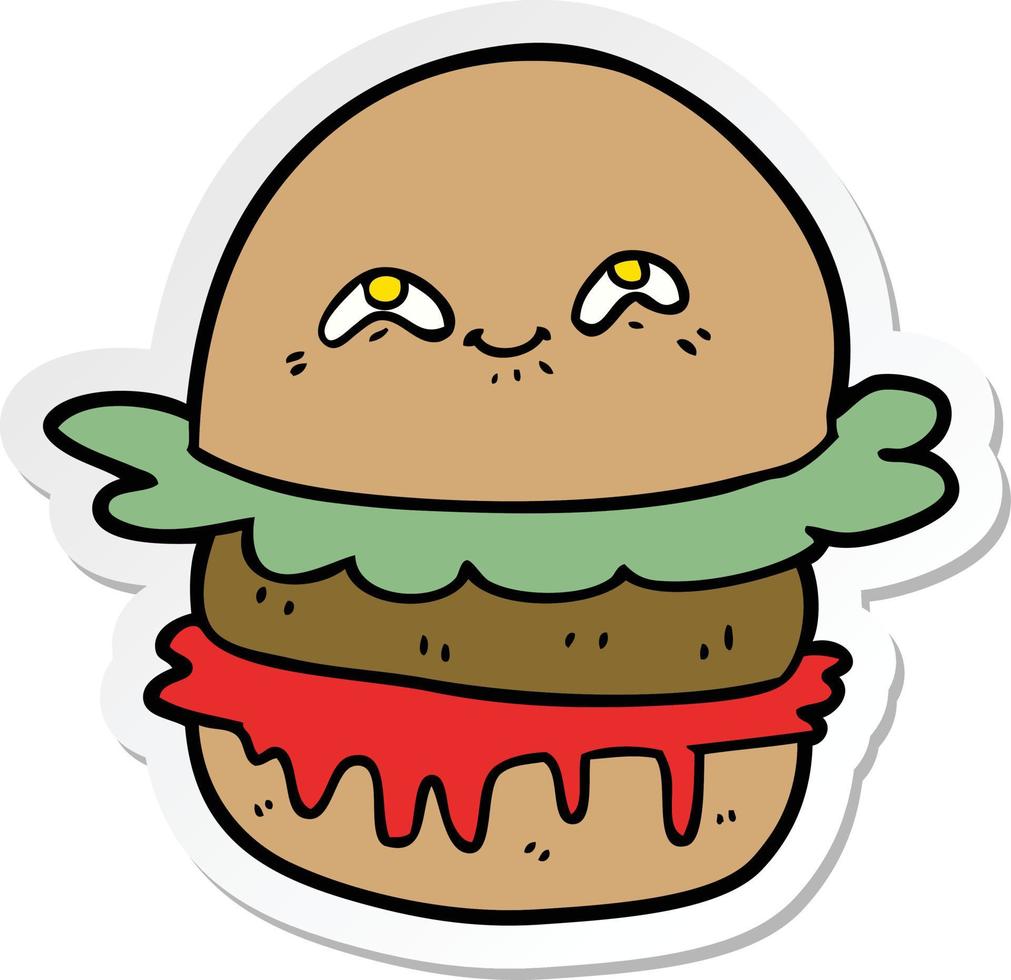 Aufkleber eines Cartoon-Fast-Food-Burgers vektor