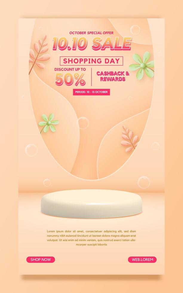 10.10 Sale Shopping Day Social Media Marketing Poster Vorlage vektor