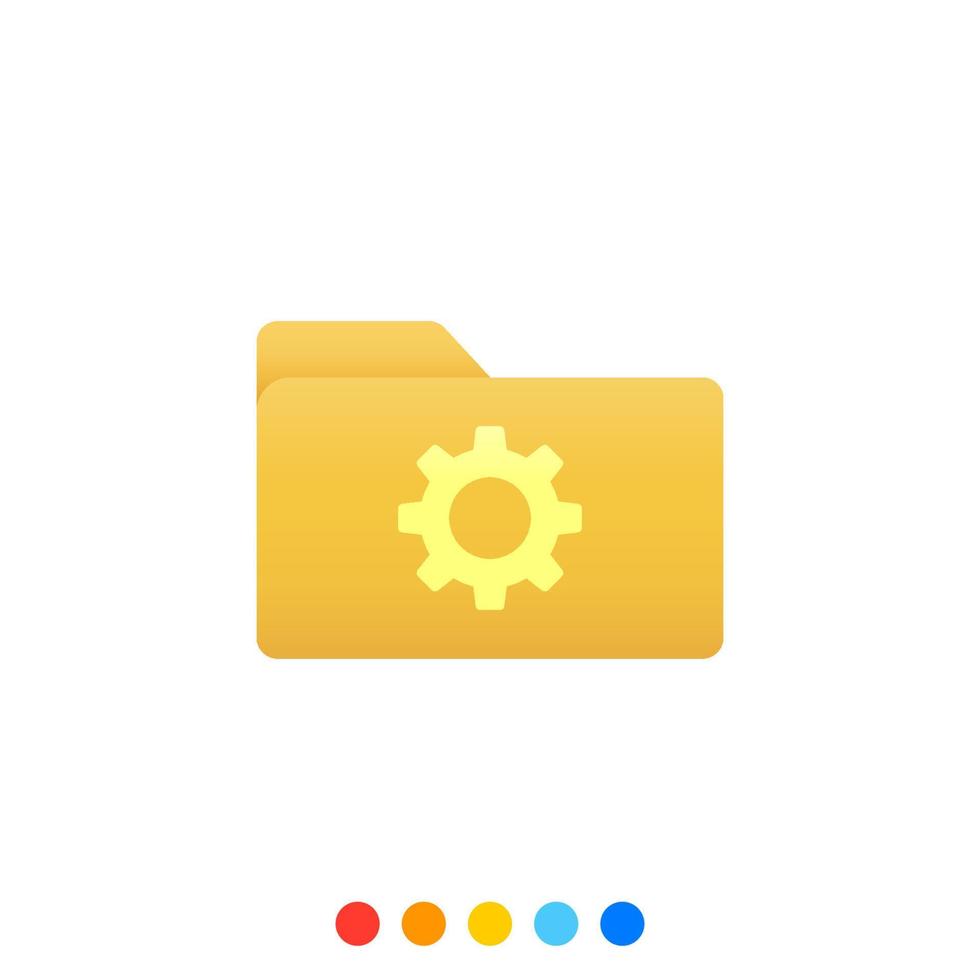 platt mapp design element med kugge symbol, mapp ikon, vektor och illustration.