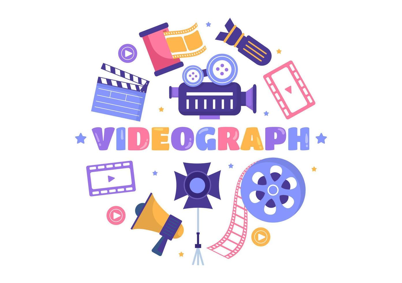 videographer services template handgezeichnete flache illustration der karikatur mit aufzeichnungsvideoproduktion, film, ausrüstung und kinoindustriedesign vektor
