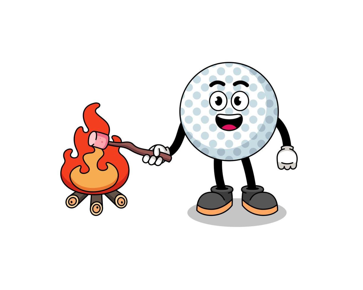 Illustration eines Golfballs, der einen Marshmallow verbrennt vektor