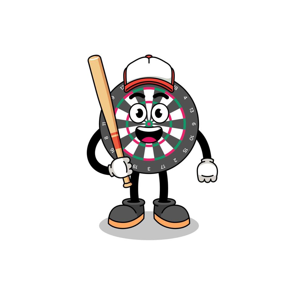 Dartscheibe Maskottchen Cartoon als Baseballspieler vektor