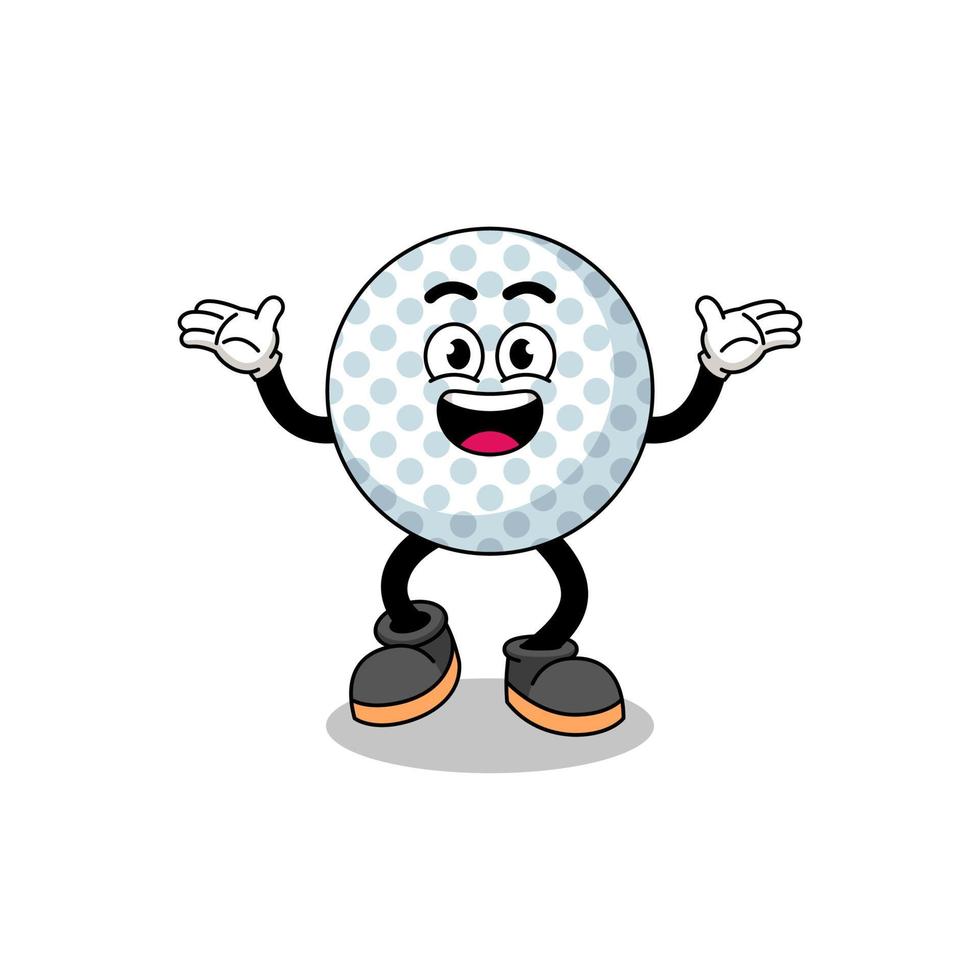 golf boll tecknad serie sökande med Lycklig gest vektor