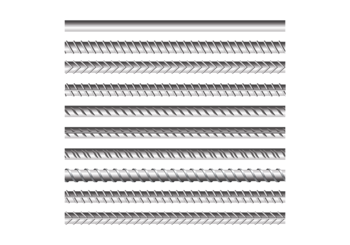 Metal Rebars Set på transparent bakgrund vektor