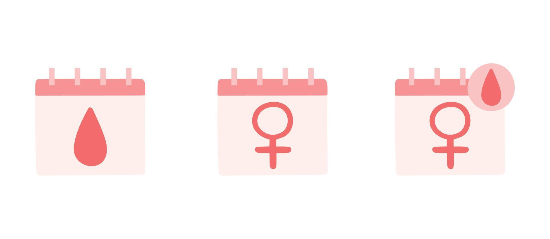 Kalender für weibliche Perioden. feminine Menstruationspflege Illustration.Menstruationsperiode.Feminismus.Gleichstellung der Geschlechter. vektor