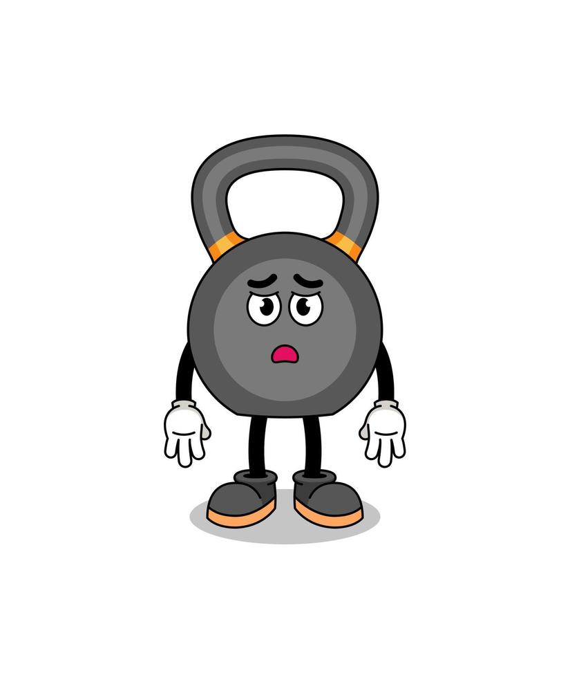 Kettlebell-Cartoon-Illustration mit traurigem Gesicht vektor