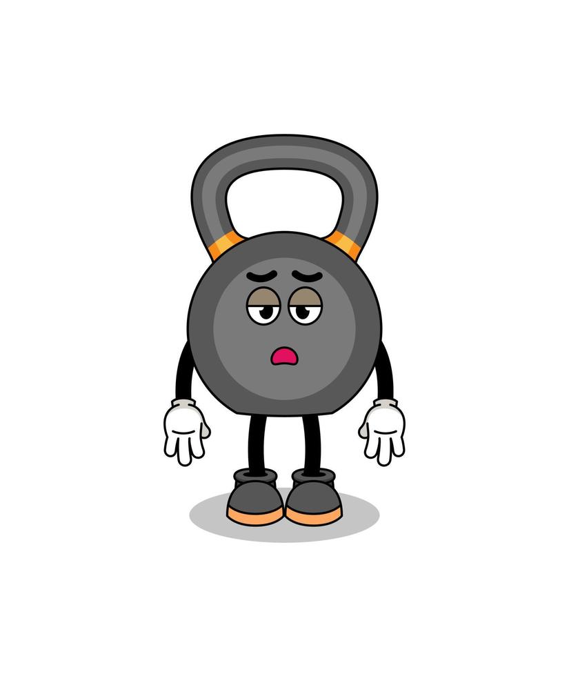 Kettlebell-Cartoon mit Ermüdungsgeste vektor