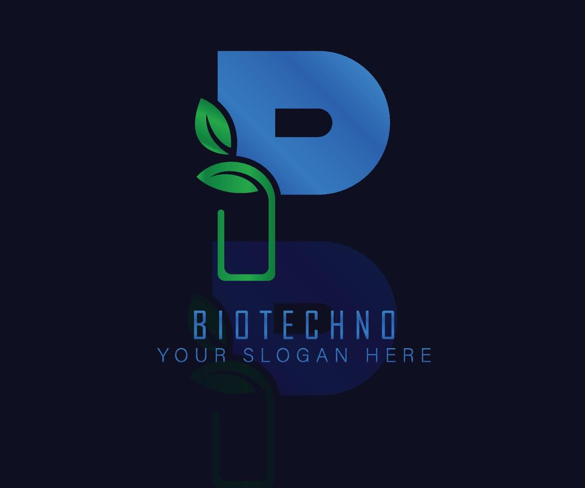 Biotech-Logo mit Kräuterblattbuchstabe p. Kräuter-Logo-Vecktor-Vorlage. Medizinisches Kräuterlogo. vektor