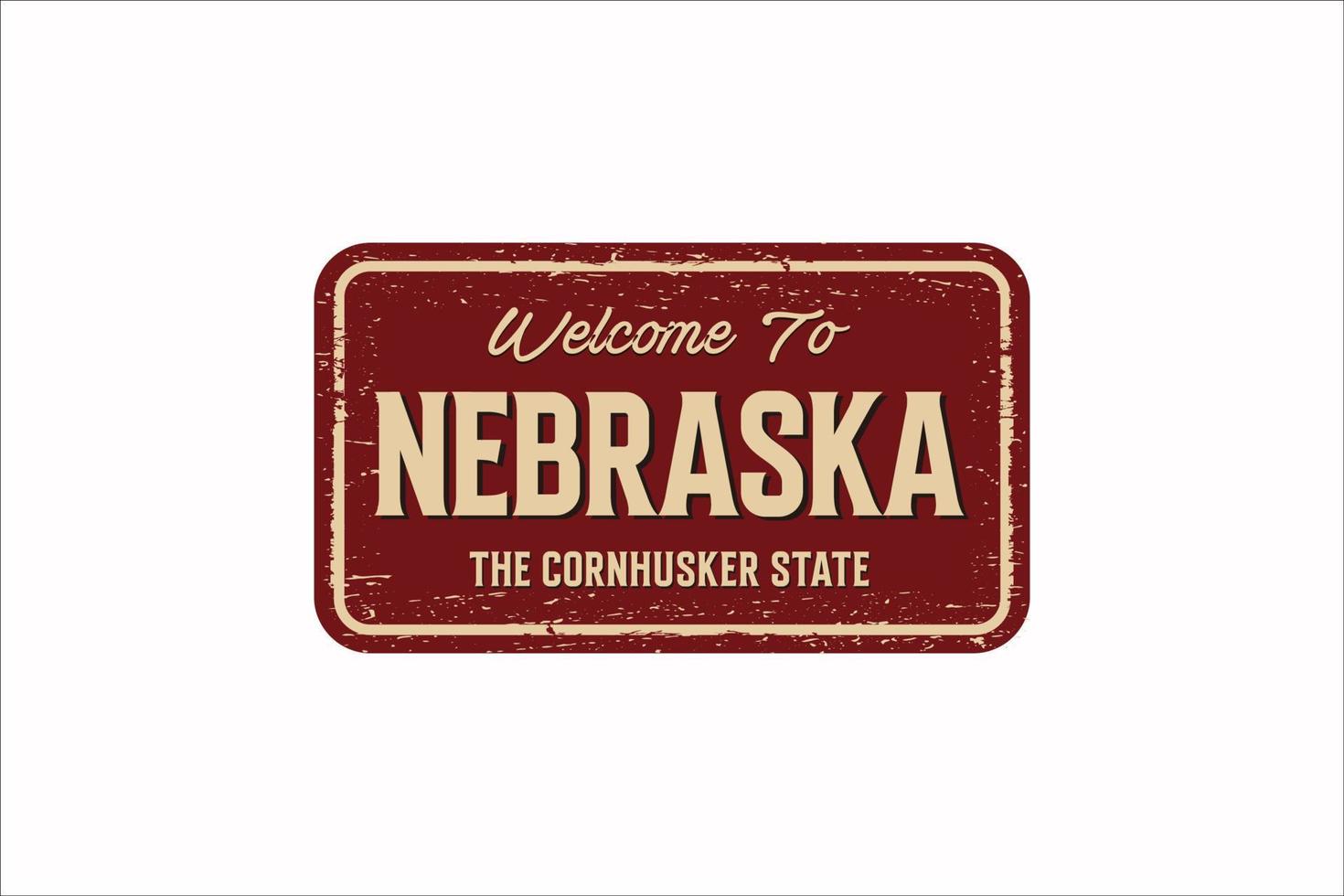 ein Beispiel für ein Willkommen in Nebraska, dem Cornhusker-Staatszeichen, das auf einem weißen Hintergrund isoliert ist vektor