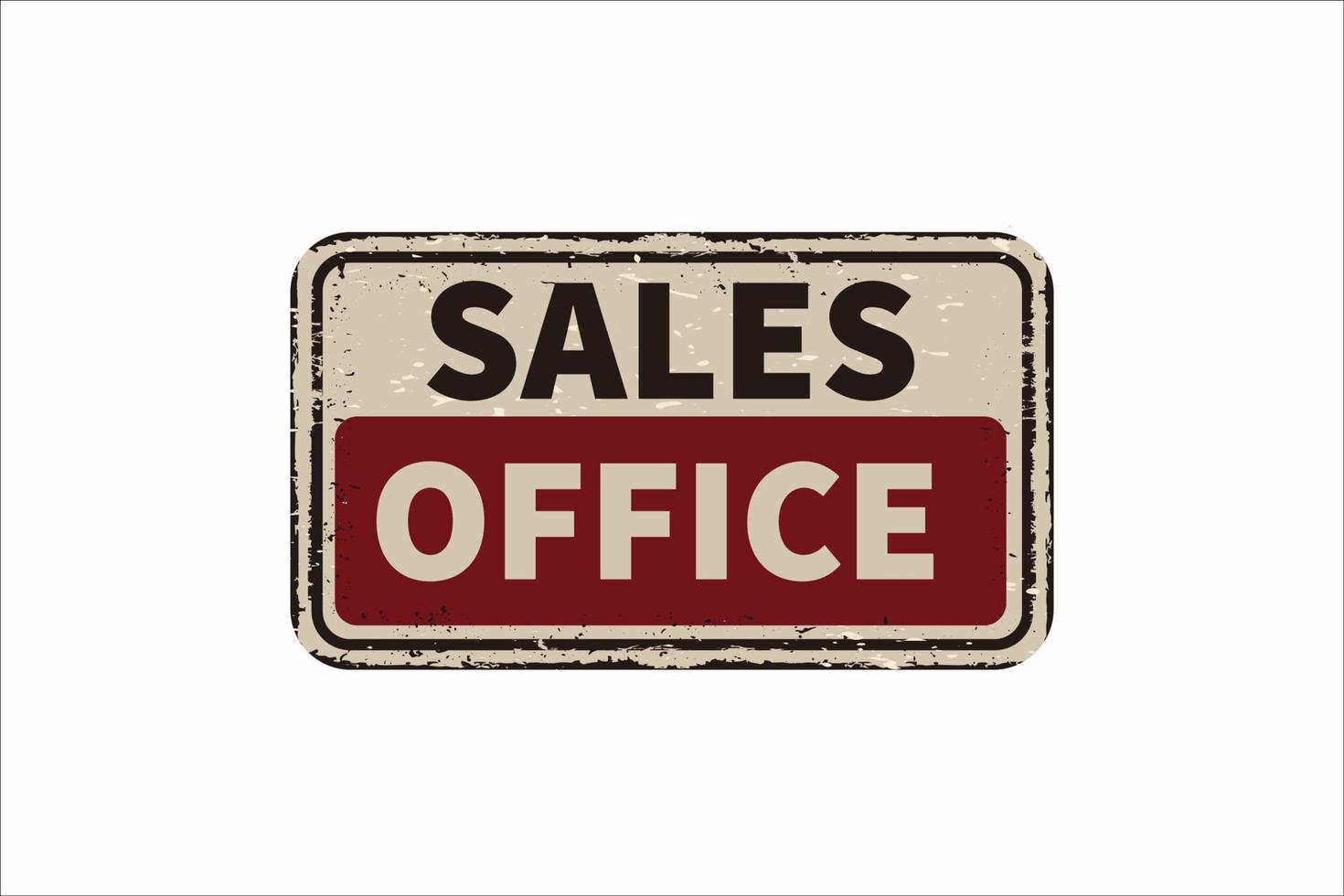 försäljning kontor årgång rostig metall tecken på en vit bakgrund, vektor illustration