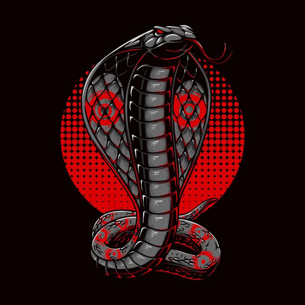 vektor illustration färgrik kobra står lång med cirkel bakgrund årgång illustration