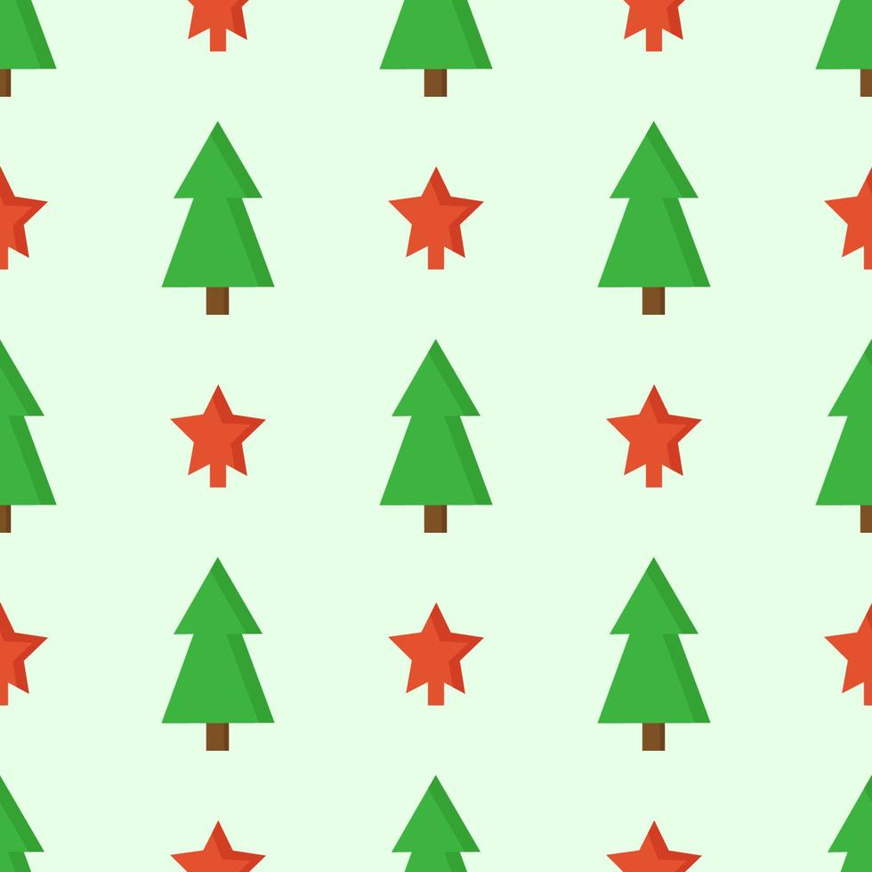 ein muster eines weihnachtsbaums und eines roten sterns vektor