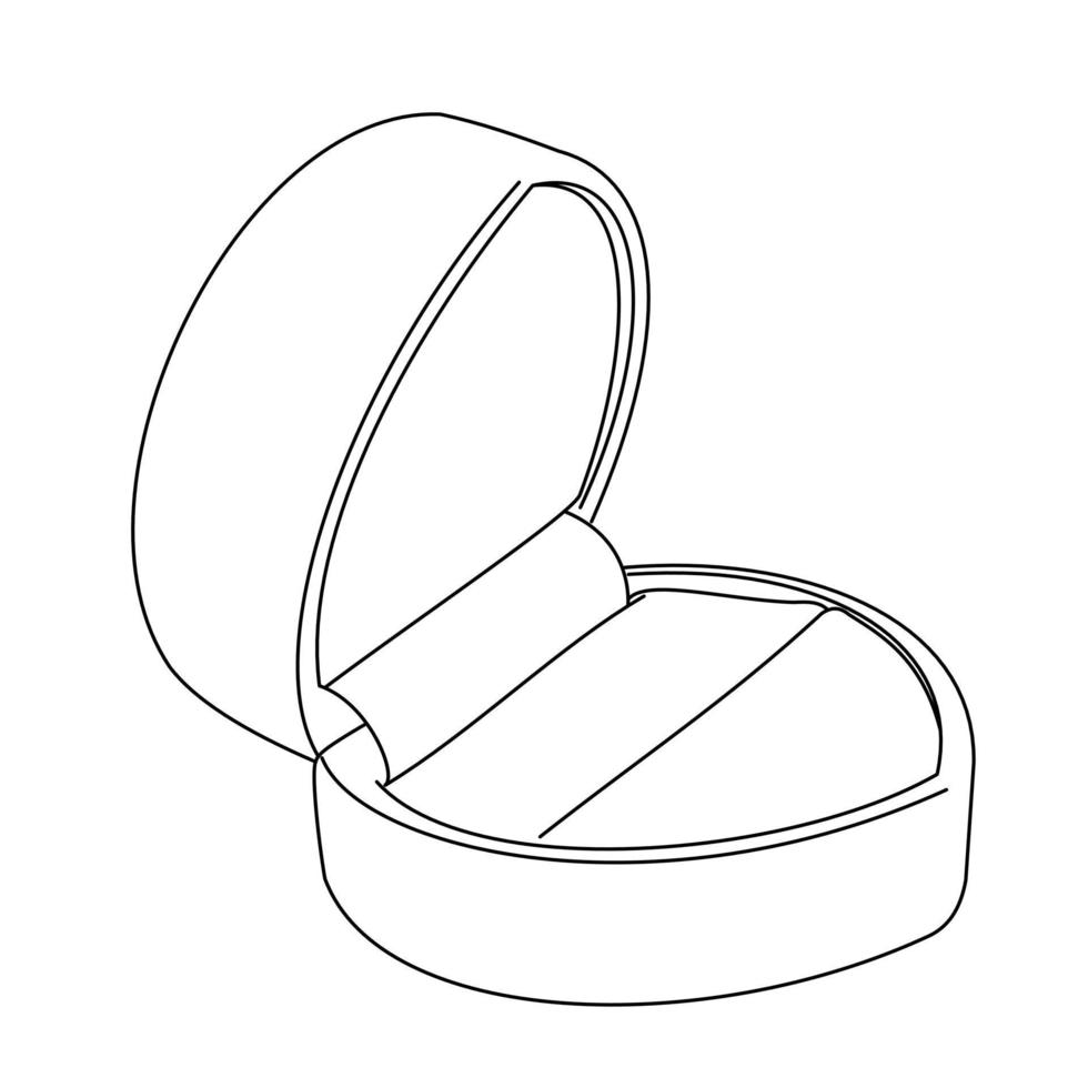 illustration av linje teckning av en man ger en lyx Smycken låda med en guld ringa till en älskare som en symbol av kärlek isolerat på vit bakgrund vektor