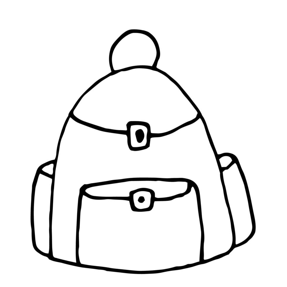 en turist väska ikon med klotter i de vektor. klotter. ritad för hand skola väska ikon i vektor