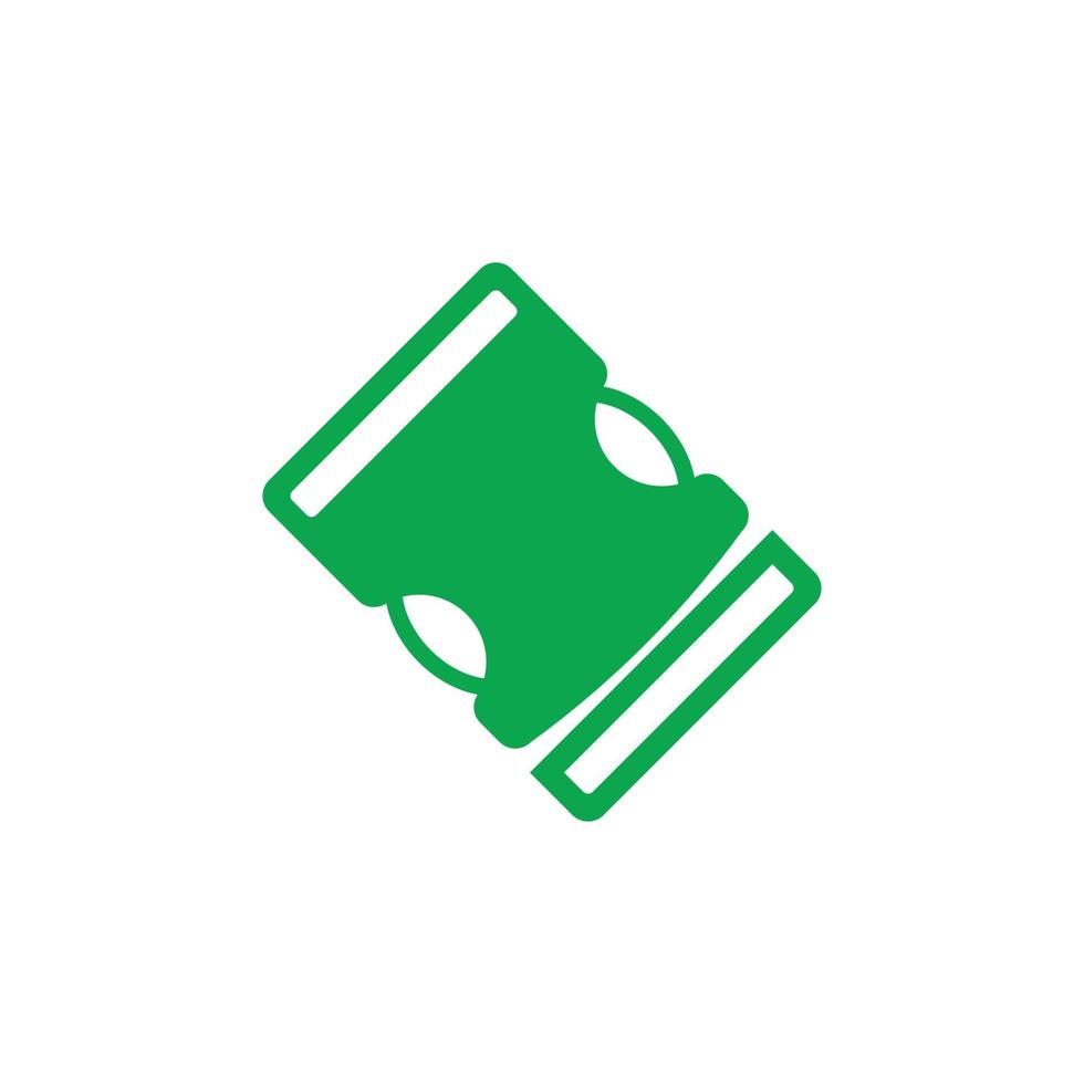 eps10 grüne Vektor-Rucksackschnalle abstrakte solide Ikone isoliert auf weißem Hintergrund. Metall-Gürtelschnallen-Symbol in einem einfachen, flachen, trendigen, modernen Stil für Ihr Website-Design, Logo und mobile App vektor