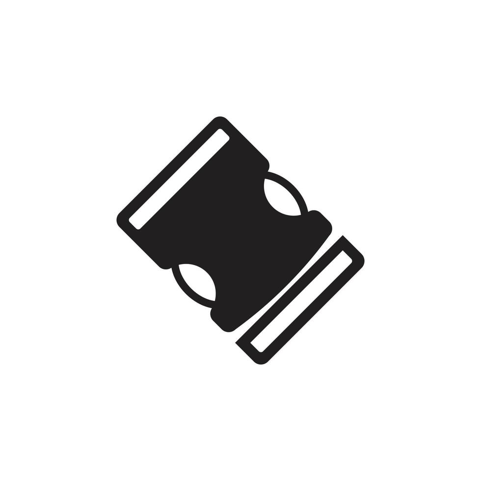eps10 schwarzer Vektor Rucksackschnalle abstraktes festes Symbol isoliert auf weißem Hintergrund. Metall-Gürtelschnallen-Symbol in einem einfachen, flachen, trendigen, modernen Stil für Ihr Website-Design, Logo und mobile App
